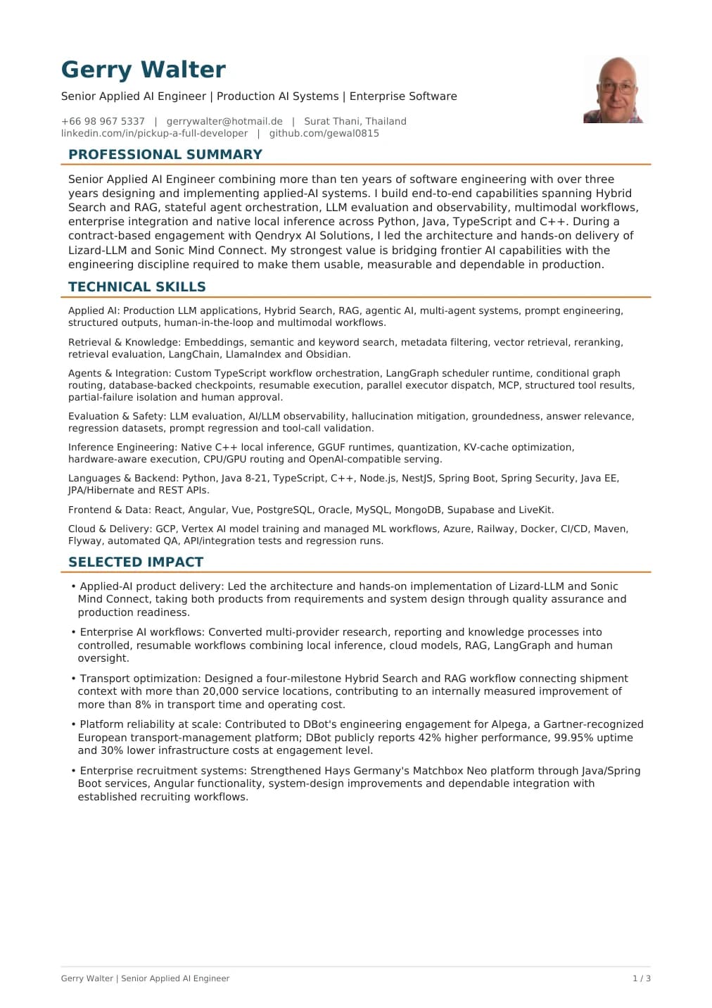 Applied AI Engineer resume cover
